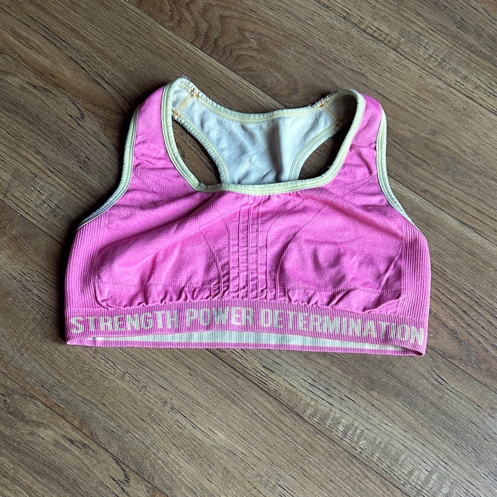 Pink Sports Bra with Motivational Text